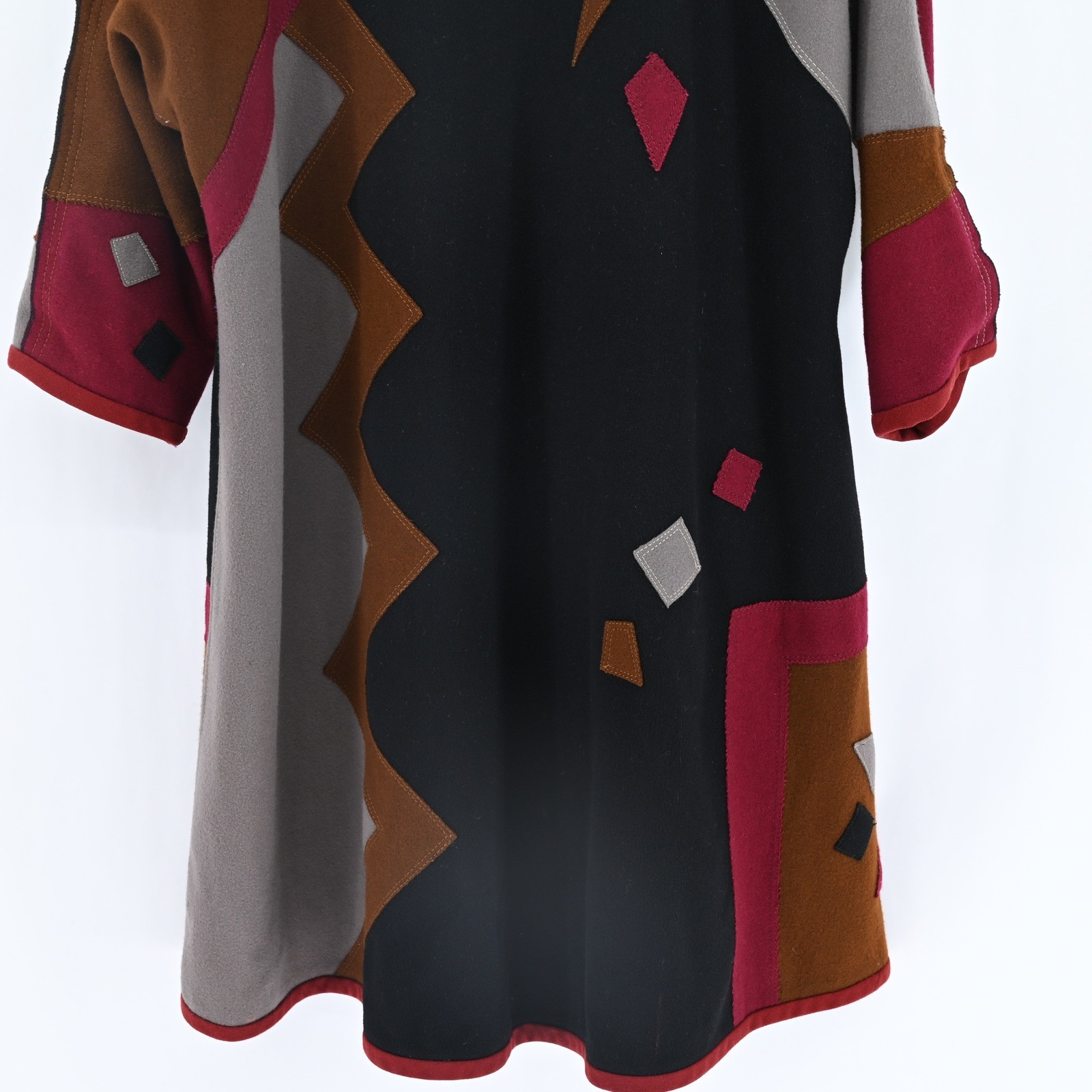 VTG Lagenlook Handmade Art to Wear Geometric Patchwork Long Coat of Many Colors