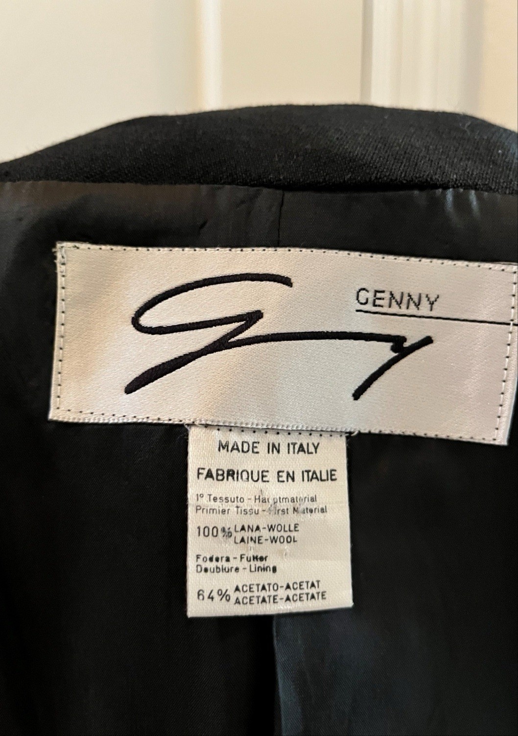 Vintage GENNY Black Wool Jacket With Gold Buttons, Signed, Italian Size 42