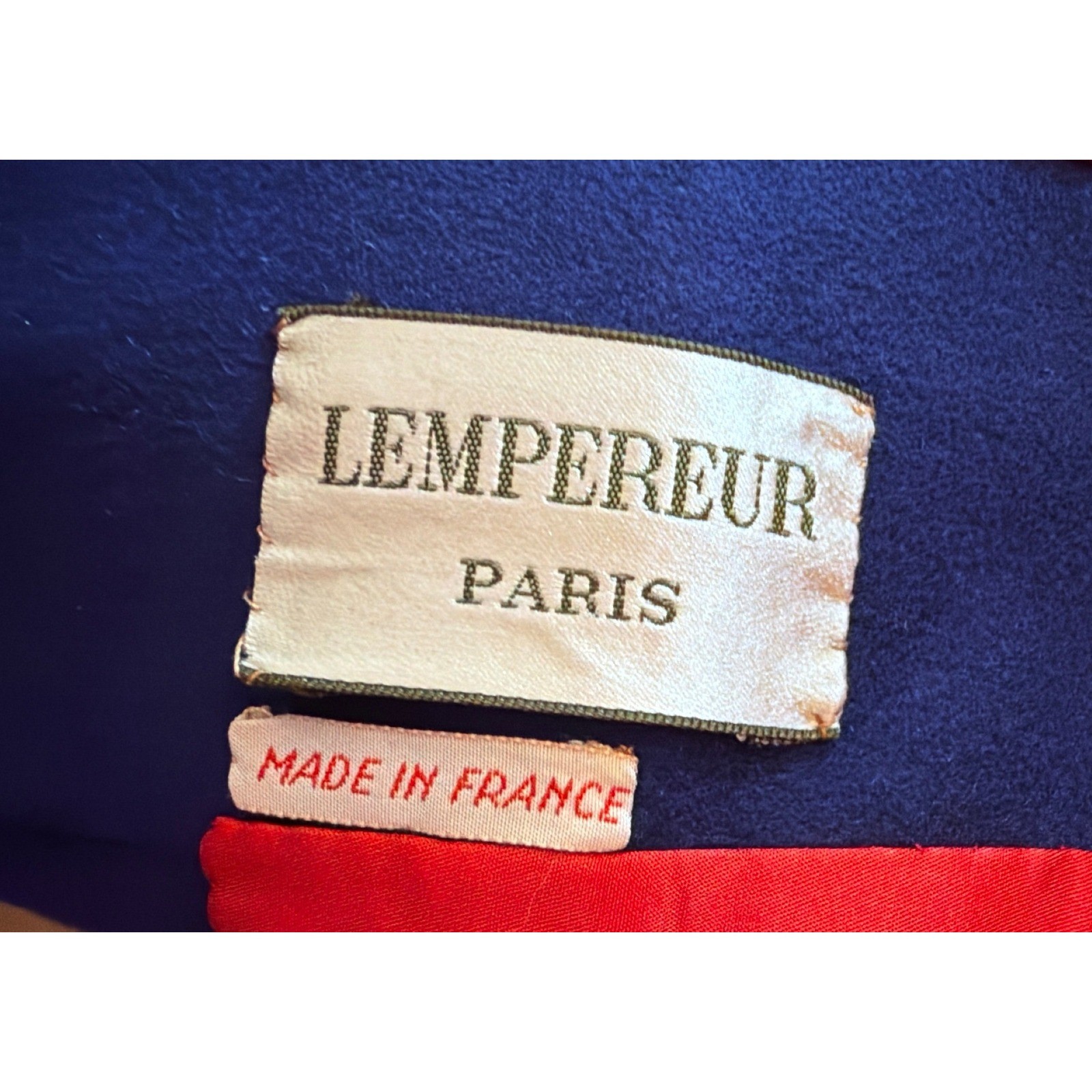 Vintage 60s L’Empereur Paris Bonwit Teller Wool Coat France Navy Red Sz 14
