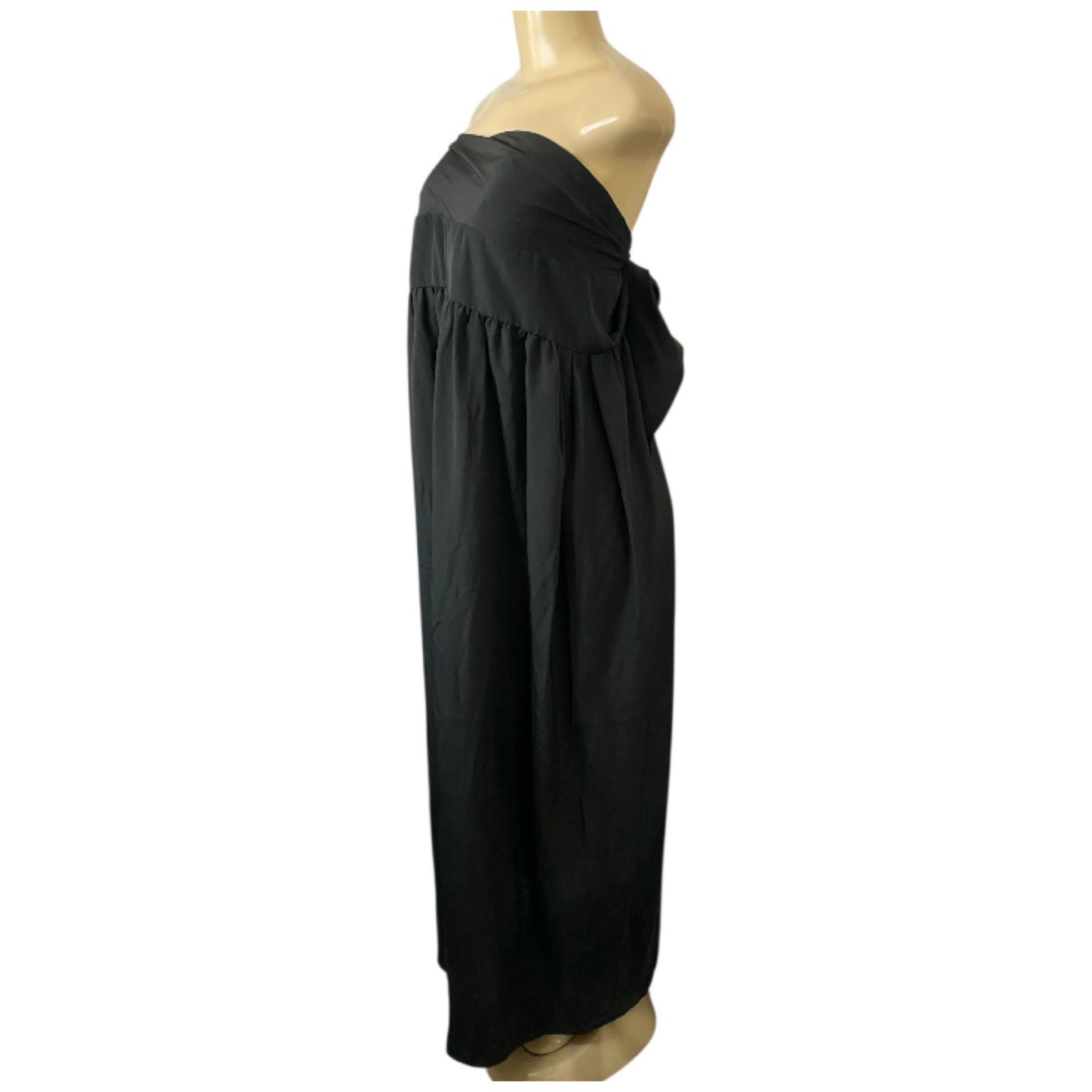 VTG 80s Black Satin Gown Multifunctional Dress & Skirt Sz M Retro Goth Grunge