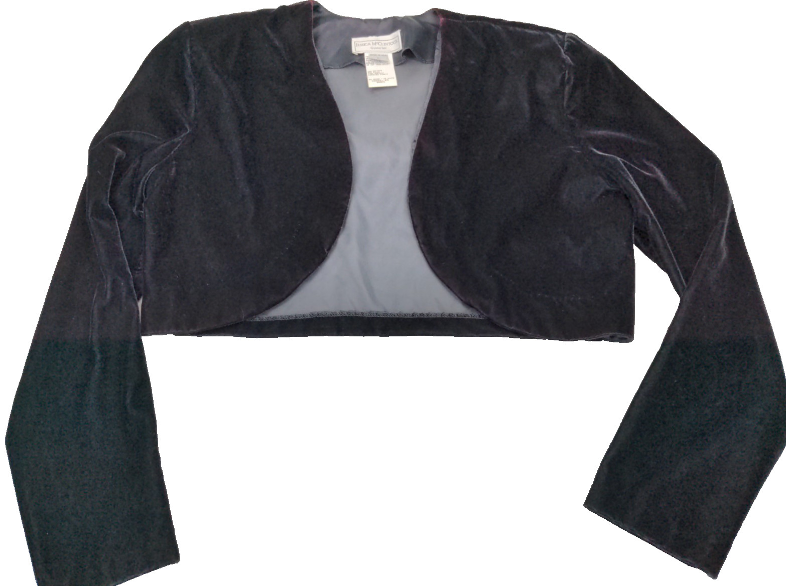 VTG Jessica McClintock Gunne Sax Black Velvet Shrug Bolero Jacket Sz Large
