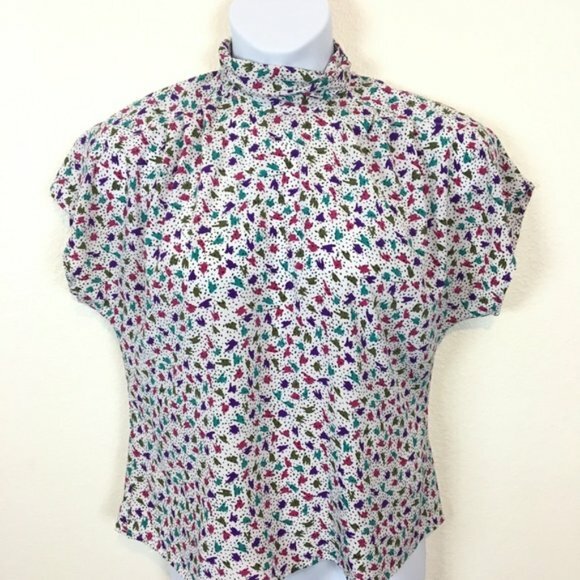 Blouse Top Women’s Size Small Medium Vintage Librarian Chic High Neck Career