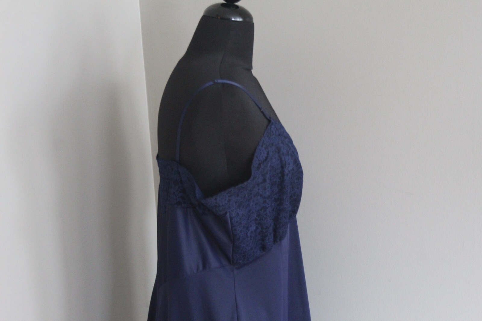 Vintage Van Raalte Satin Nylon Suavette Navy Blue Size 40A