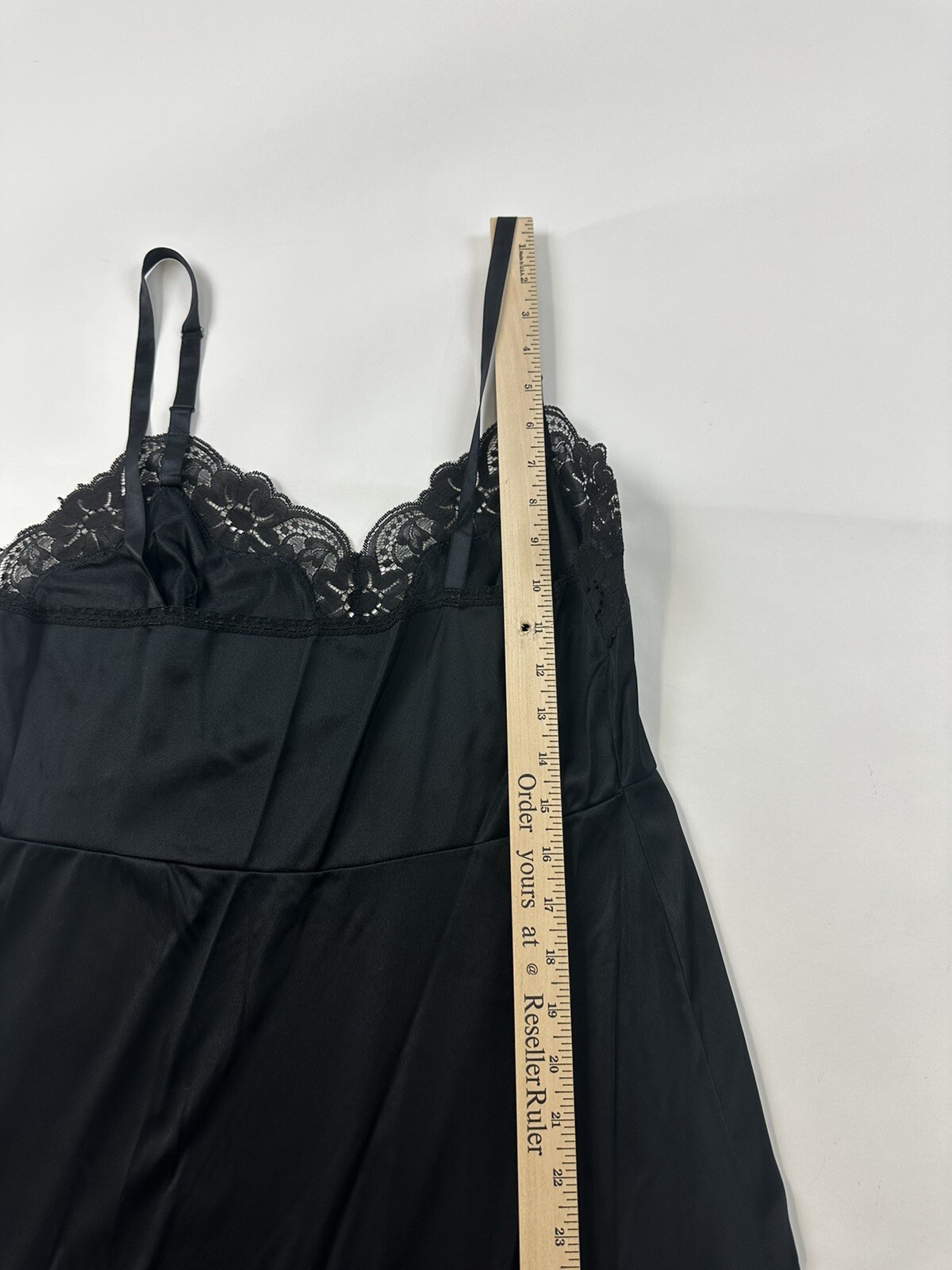 Vintage Greenco maid Full Slip Size 36 Black Lace Trim Made In USA