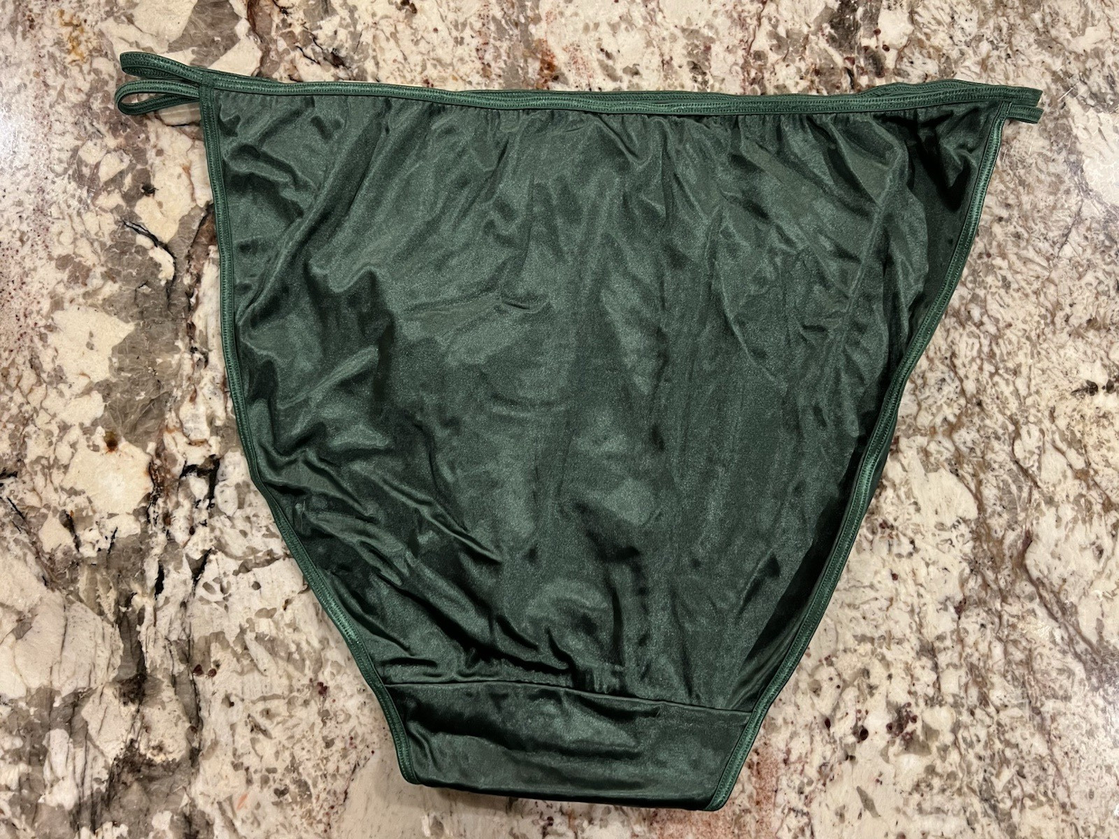 Vintage 90s CACIQUE Plus Size 26/28 Shiny Green Satin String Bikini Panties NWT