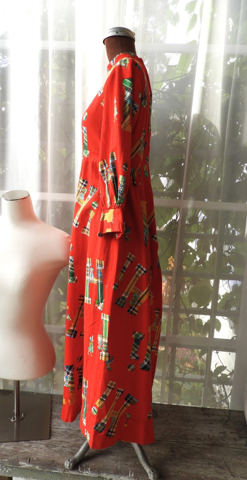 Vtg 1970’s Red Holly Hobby Pioneer Girl Praire Misses Dress sz XS