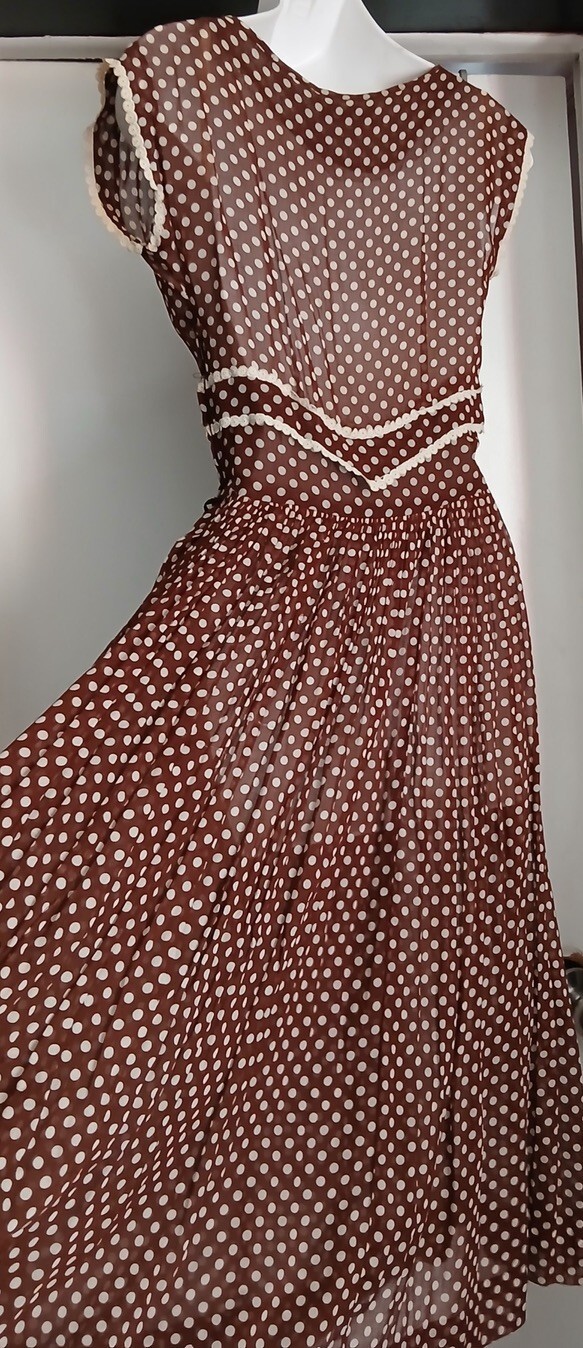Darling Vintage Gay Gibson sheer Polka Dot dress 50s XS Lolita Rockabilly