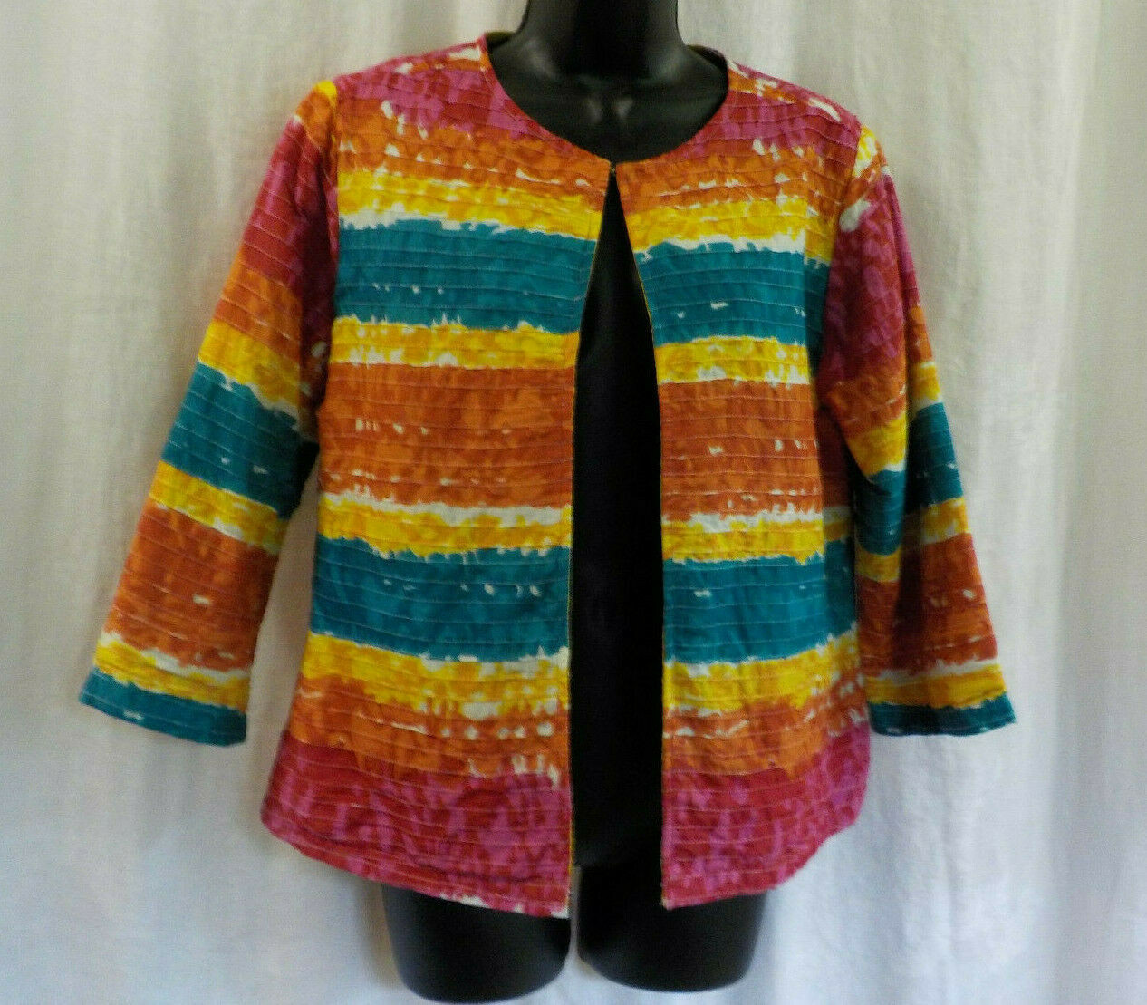 Vintage Choices 1980’s Jacket Size S Color Block + 100% Cotton 3/4 Sleeves Lined