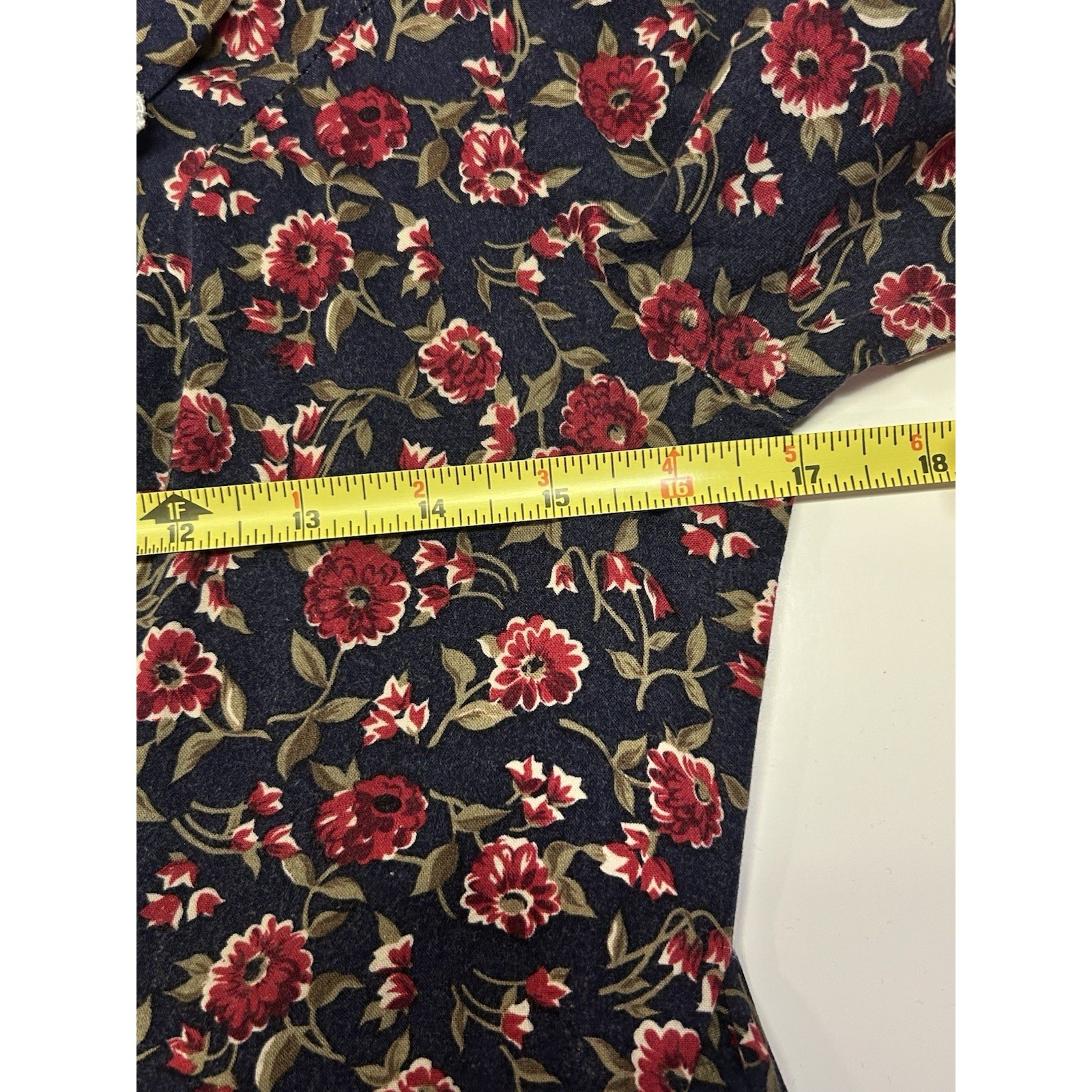 Sarah Richards Vintage 90s Midi Dress Floral Size 5 Crochet Butterfly Collar