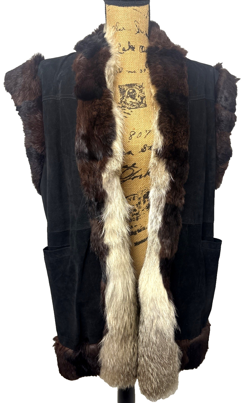 Vintage Women’s XL Real Fox Fur Genuine Suede Leather Reversible Vest