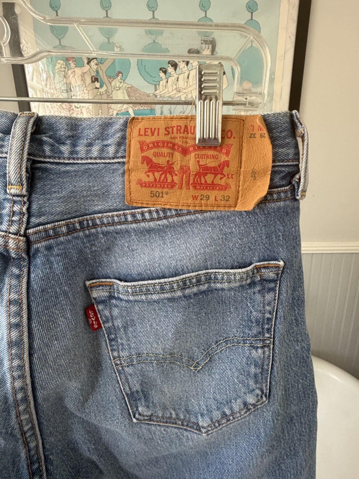 Vintage 501 Levis Denim Jeans Perfect Fade Button Fly