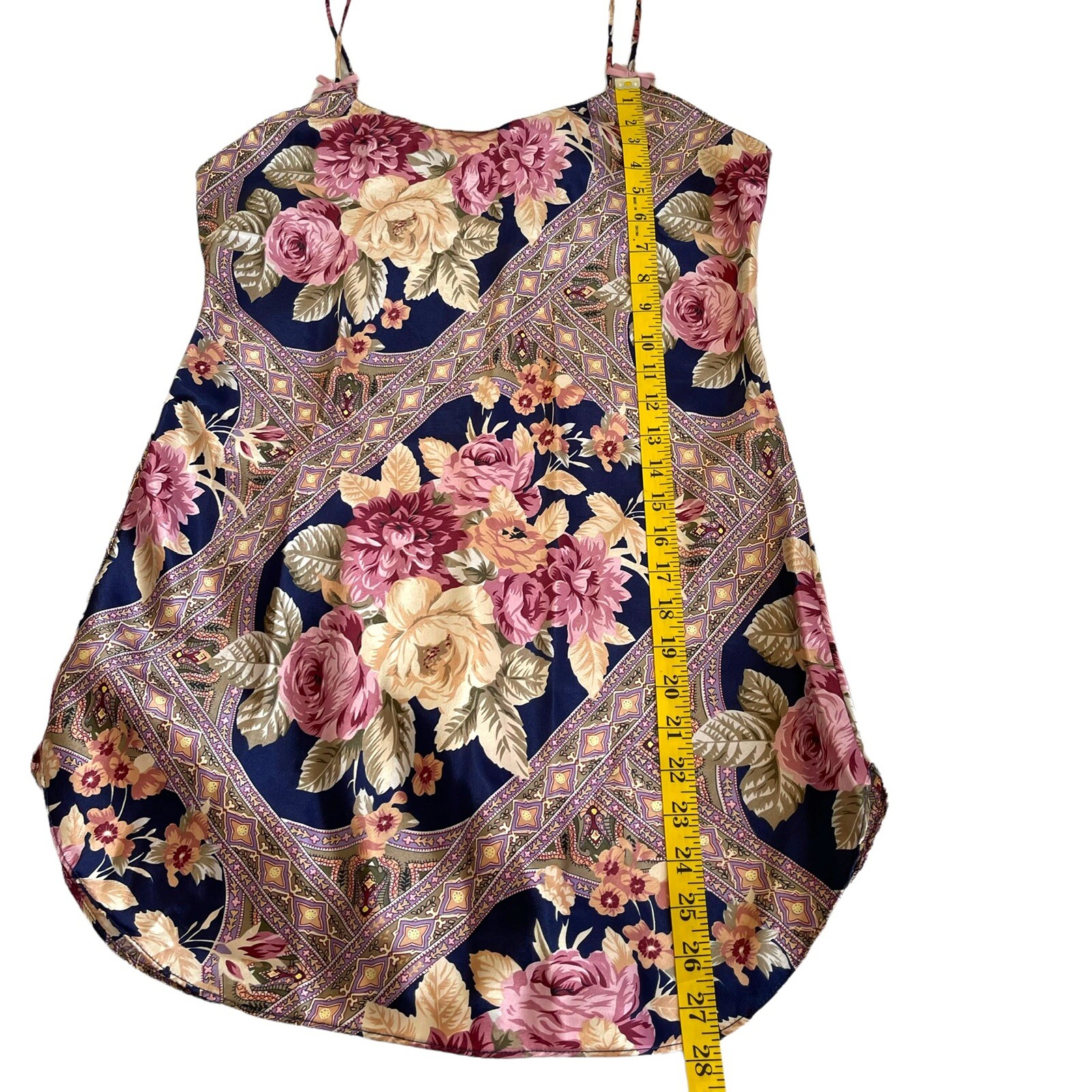 Vintage CIRCA 2000 Peignoir Set Sz M Pink Roses Floral Short Slip Nightie Robe