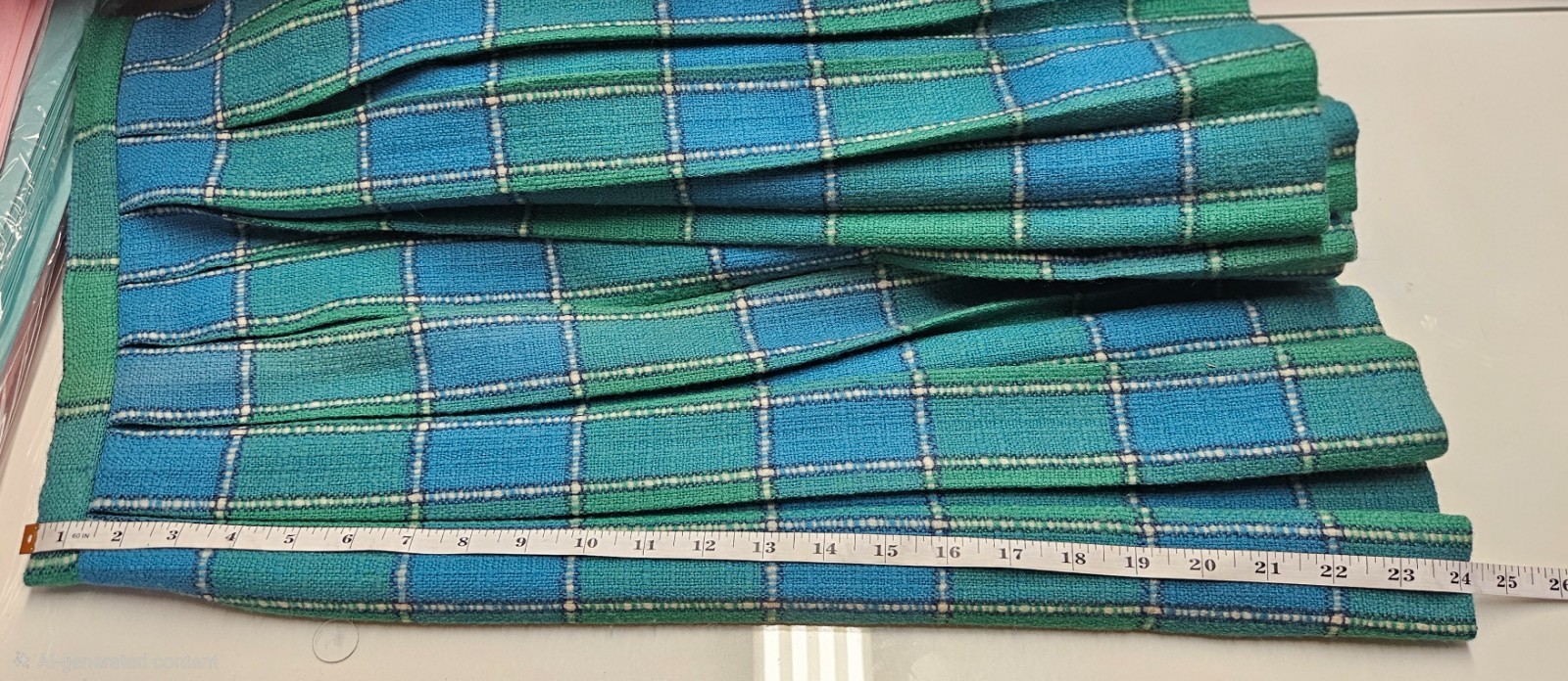 Vintage 1960’s Aline Pleaded Blue and Green Plaid Skirt Size Small
