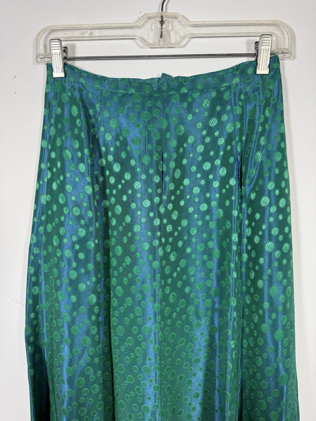 50s vintage skirt true vtg flowing all over print psychadellic pattern green