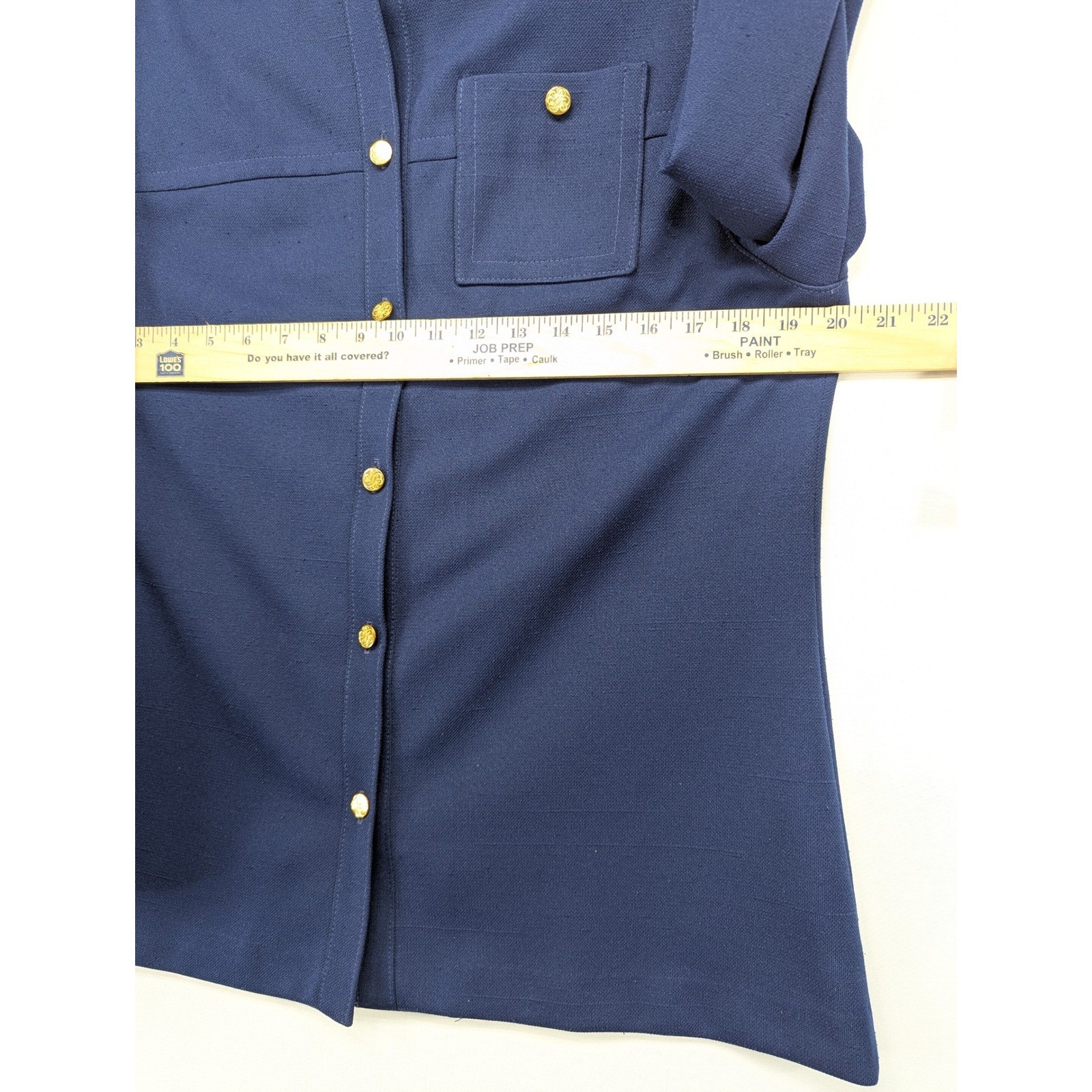 Vintage Rhodes California Navy Blue Gold Crest Button Jacket Mandarin Collar 9