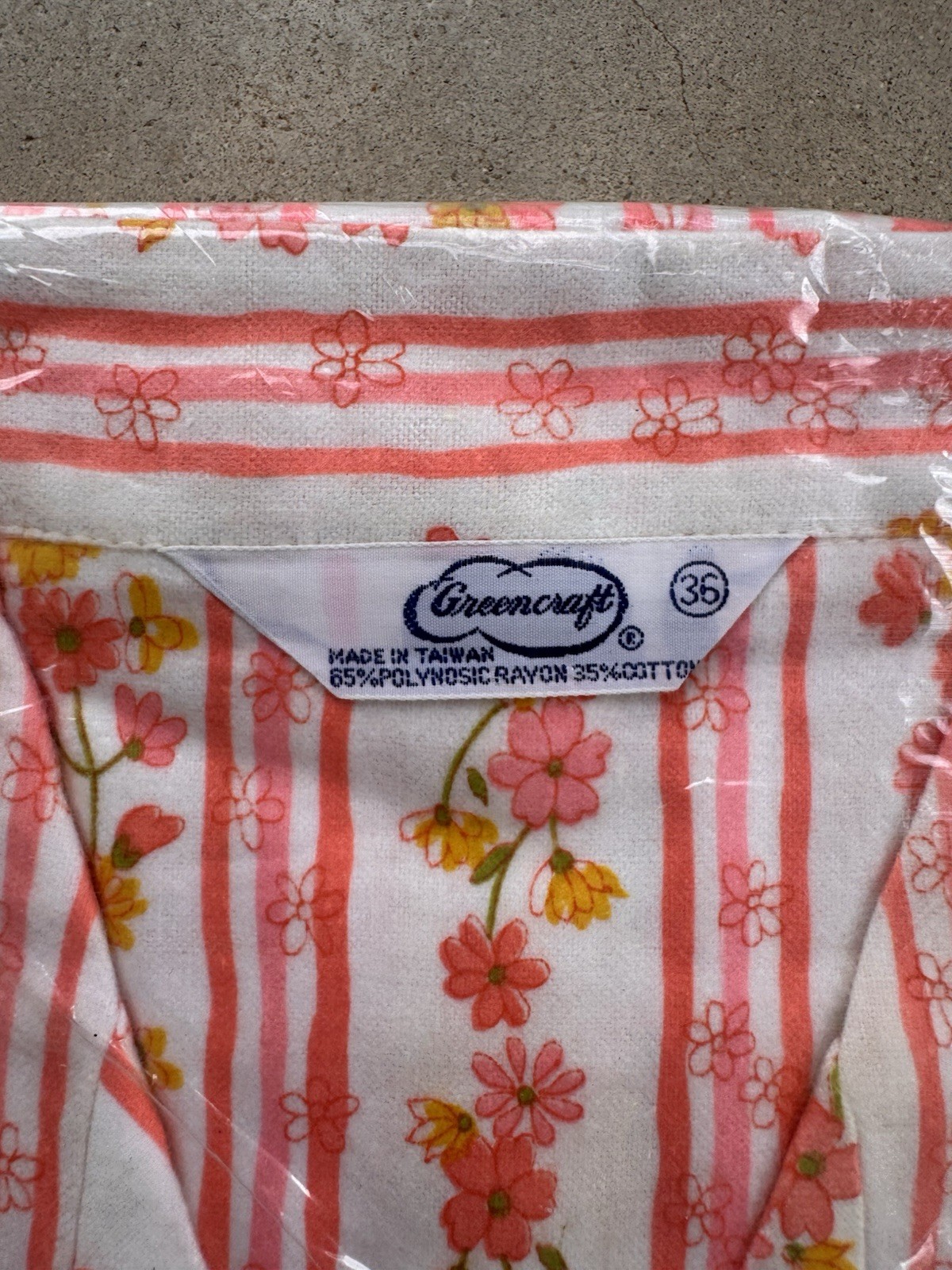 VTG 60s 70s Greencraft Pajamas NOS Deadstock Floral Pink Striped Mod Medium 36