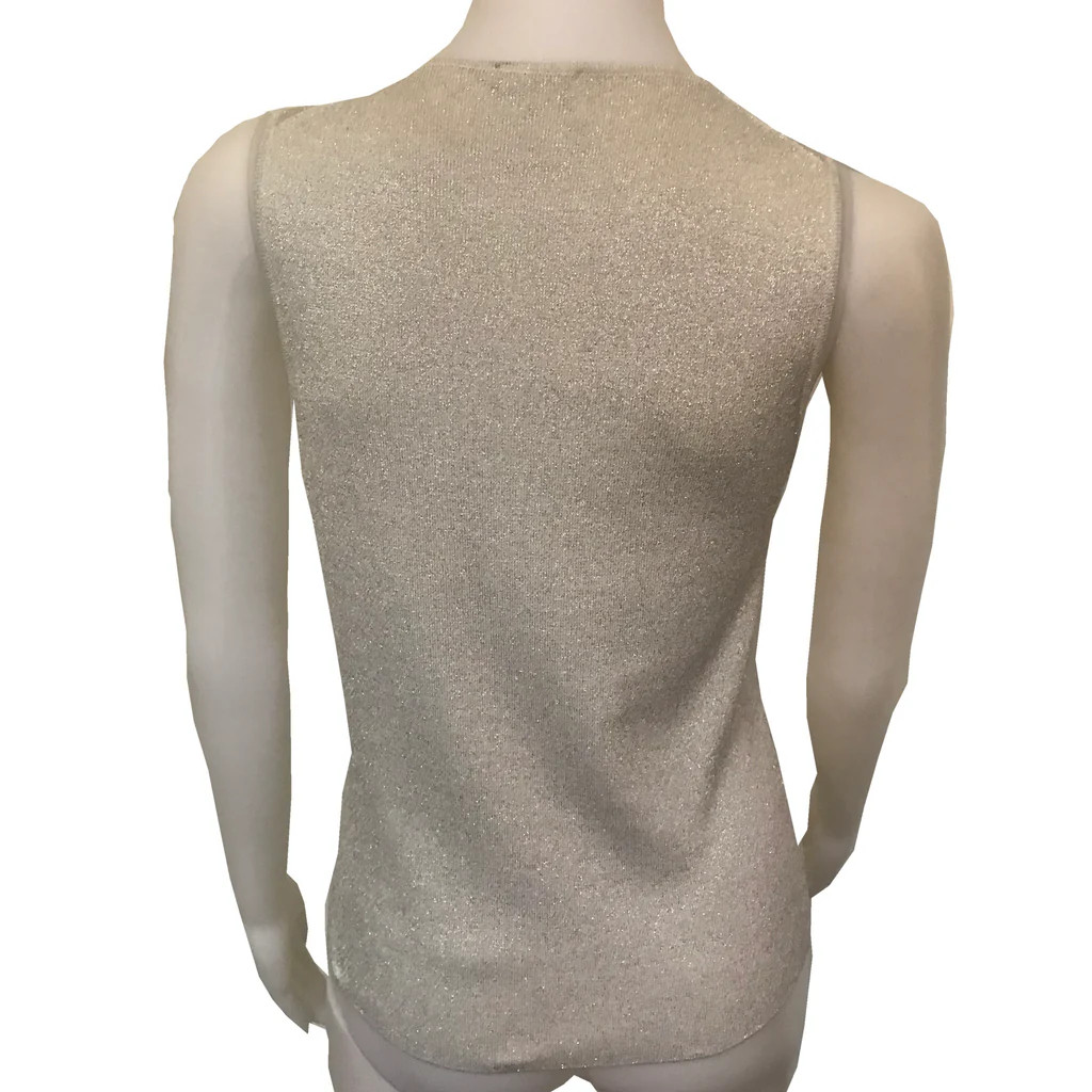 Vintage 90s Neiman Marcus Metallic Silver Twinset Cardigan Shell Women’s S