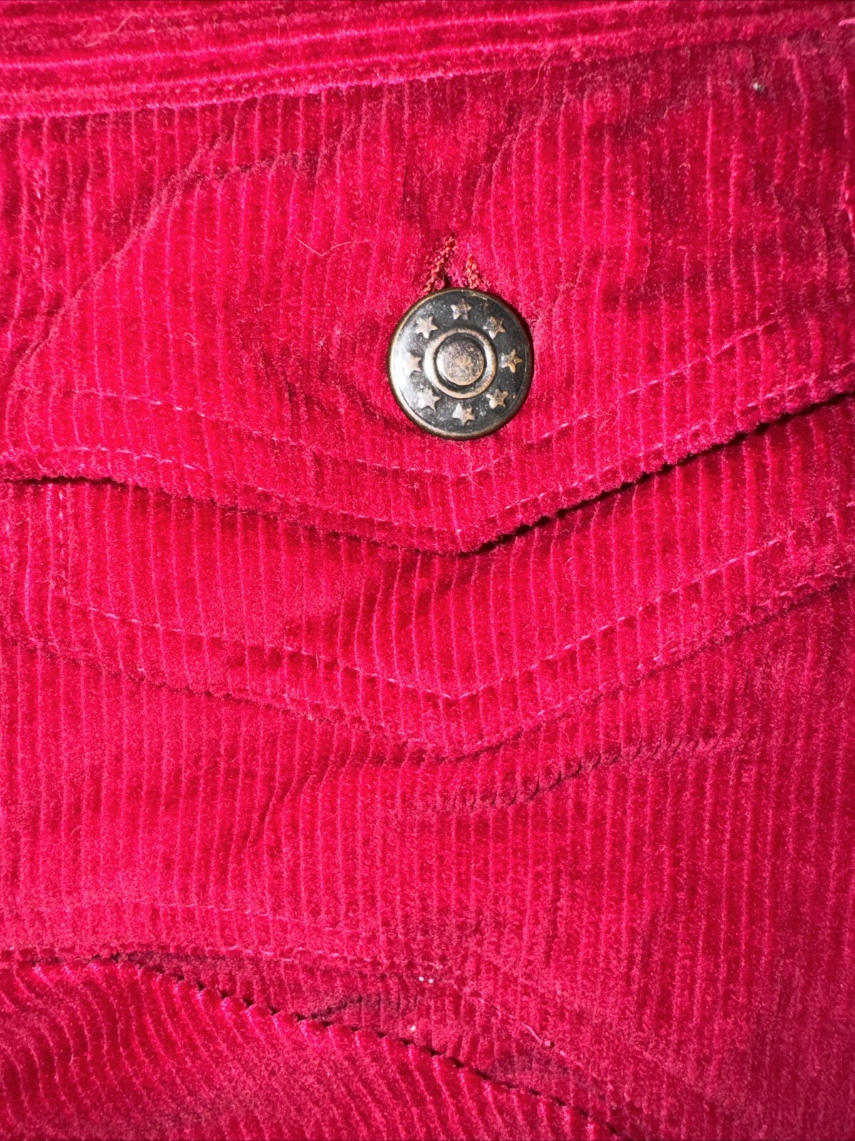 27 X 27 Corduroy Wide Leg Vintage Pant Super Bell Bottom, Cranberry Red, Cotton