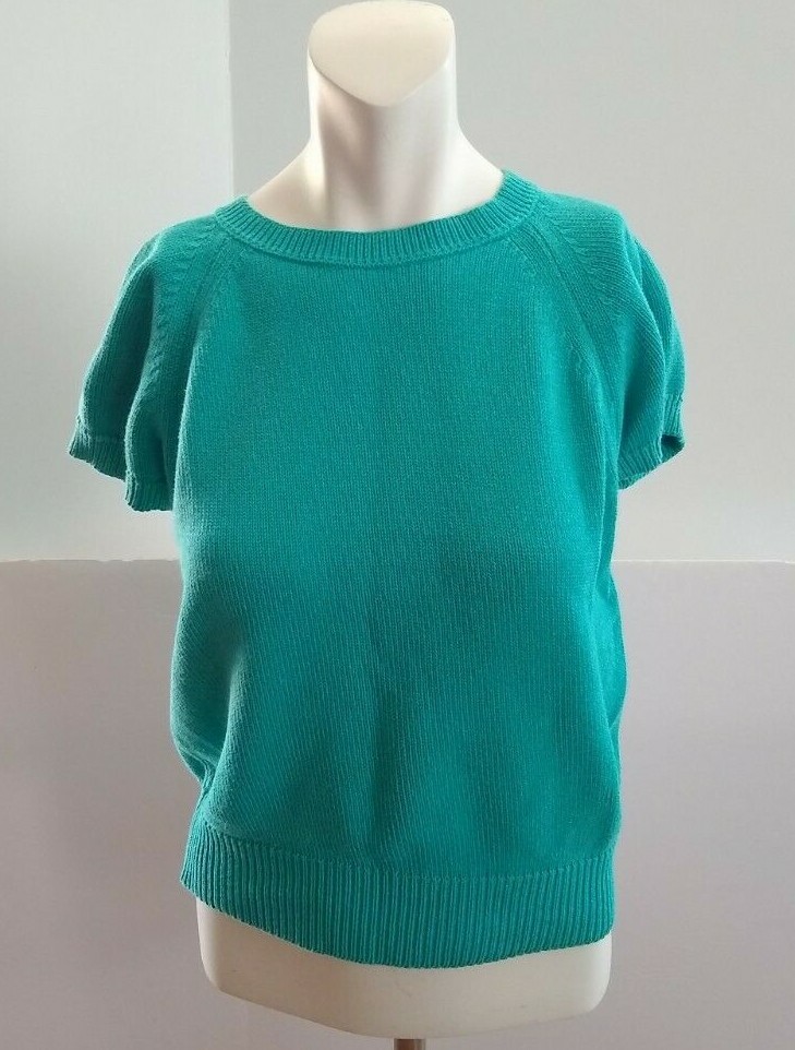 Vintage Jantzen Women’s Short Sleeve Knit Vest – Turquoise, Size M SEE LISTING