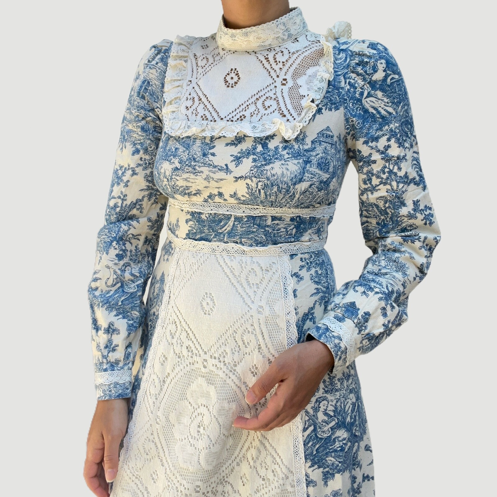RARE Vintage 1970’s Gunne Sax Jessica Mcclintock Toile De Jouy Dress, stunning!!