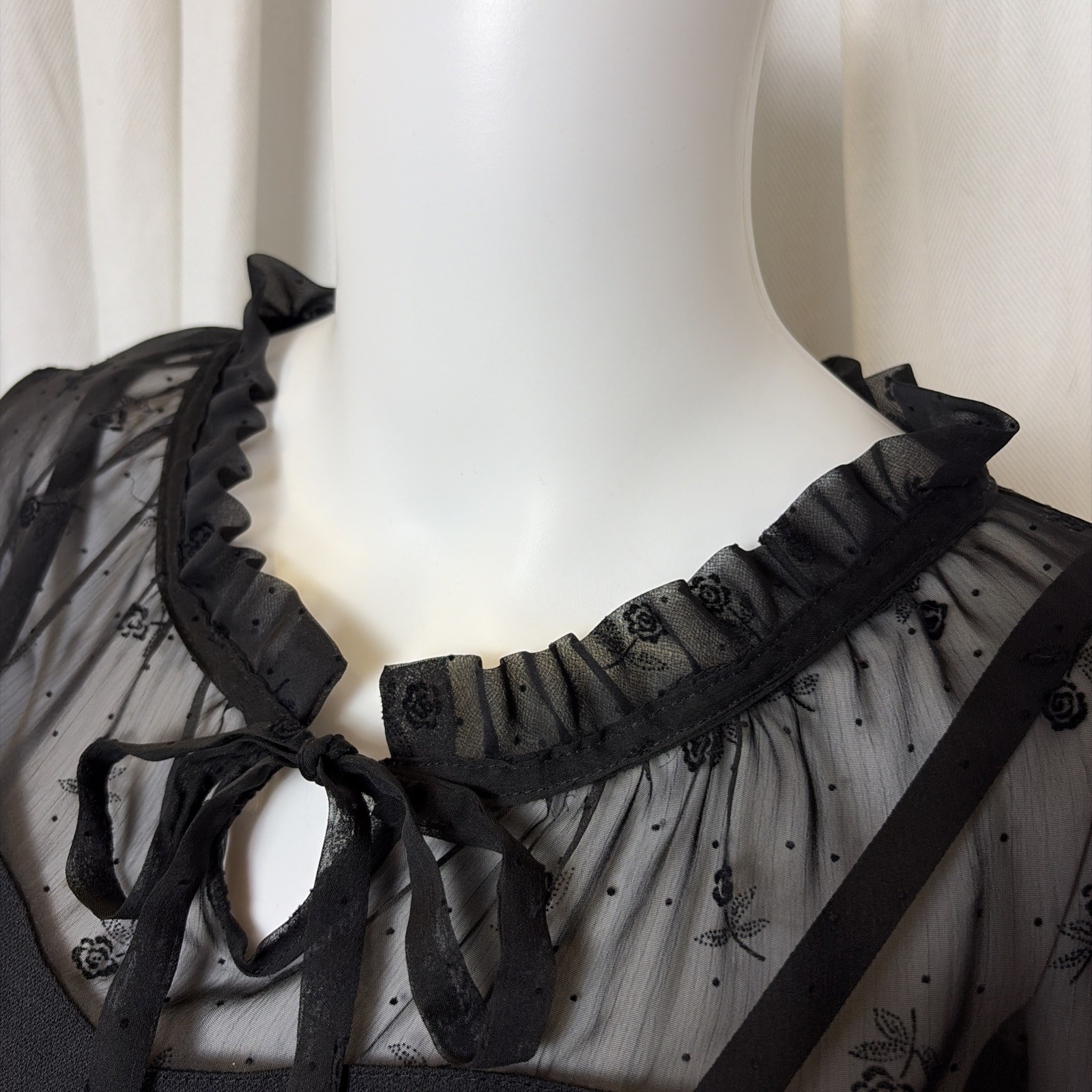 VTG 90s Y2K CC Club Korean Goth Mod Black Lace Cocktail Party Mini Dress M/L