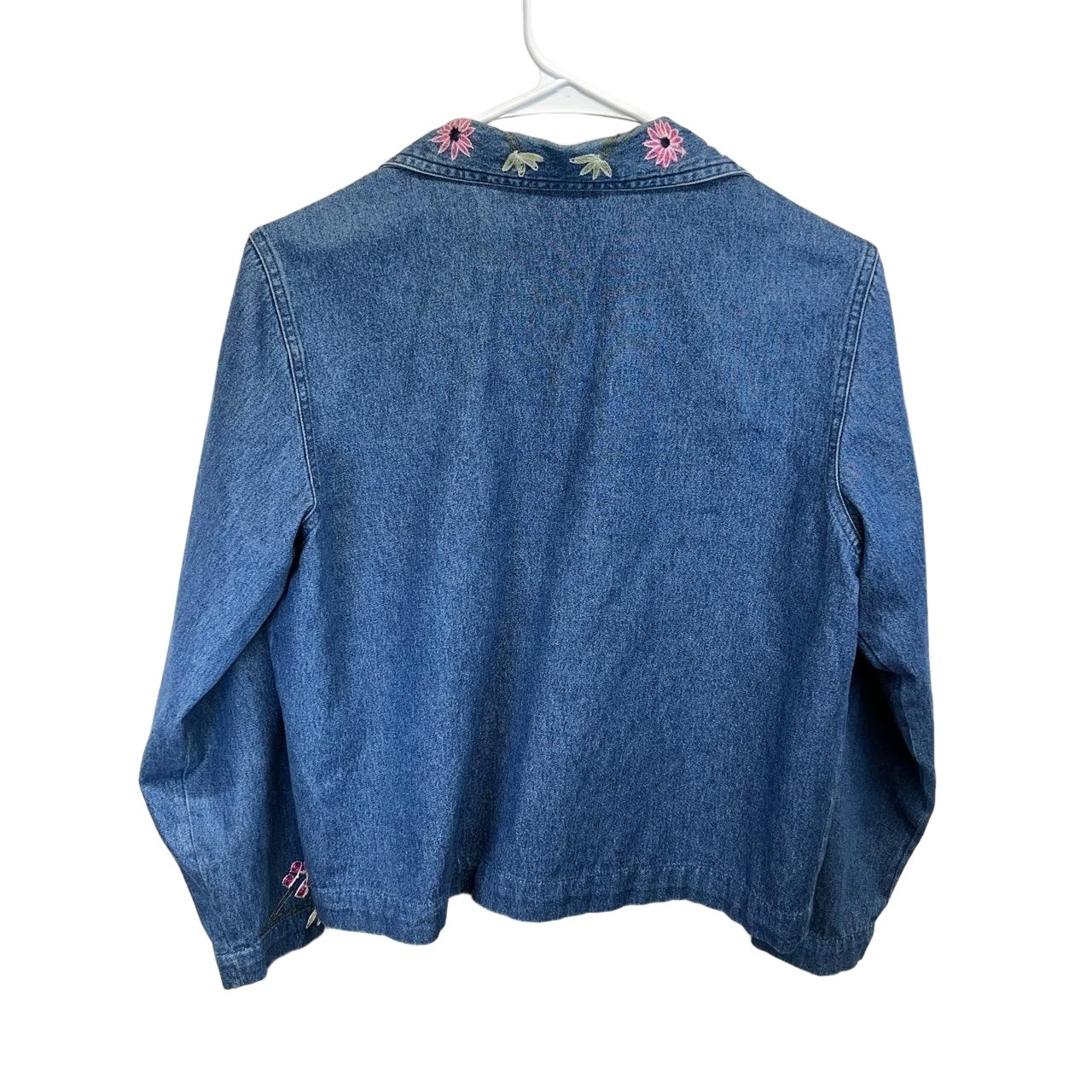 Vintage Studio Works Petite Denim Floral Embroidered Button Up Jacket Size PS
