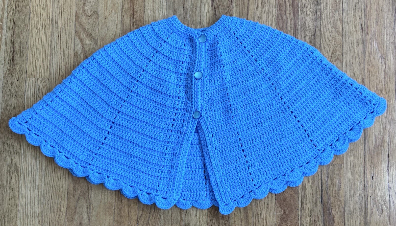 Vintage Blue Crocheted Cape Short Cable Knit Boho Hippie Wedding Bridal Capelet