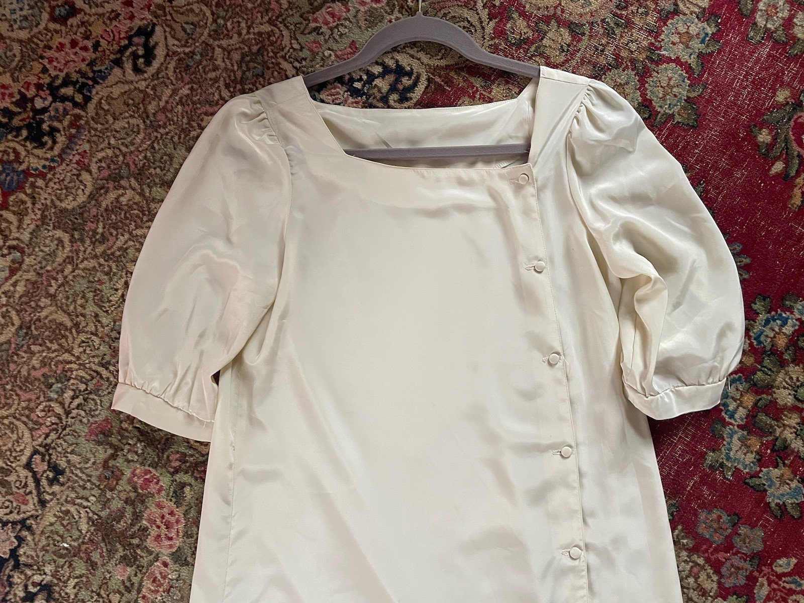Vintage ‘80s ‘90s Eloquence Paul Harris Ivory Silky Dress Minimalist Ladies M