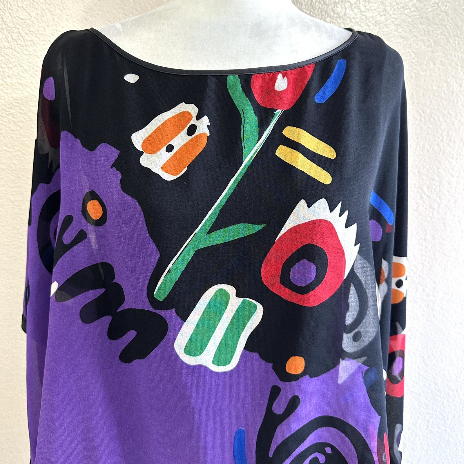 Very Vollbrach Vintage 80s Retro Scarf Evening Abstract Dress Women’s M