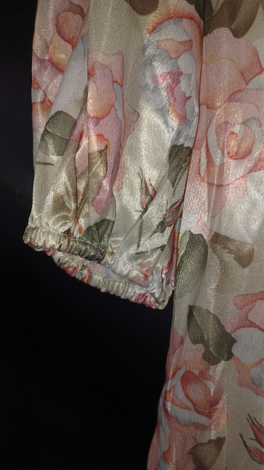 Vintage Top Notch 3 Button Peach Pink Unique 3/4 Sleeve Top 18 Blouse floral NWT