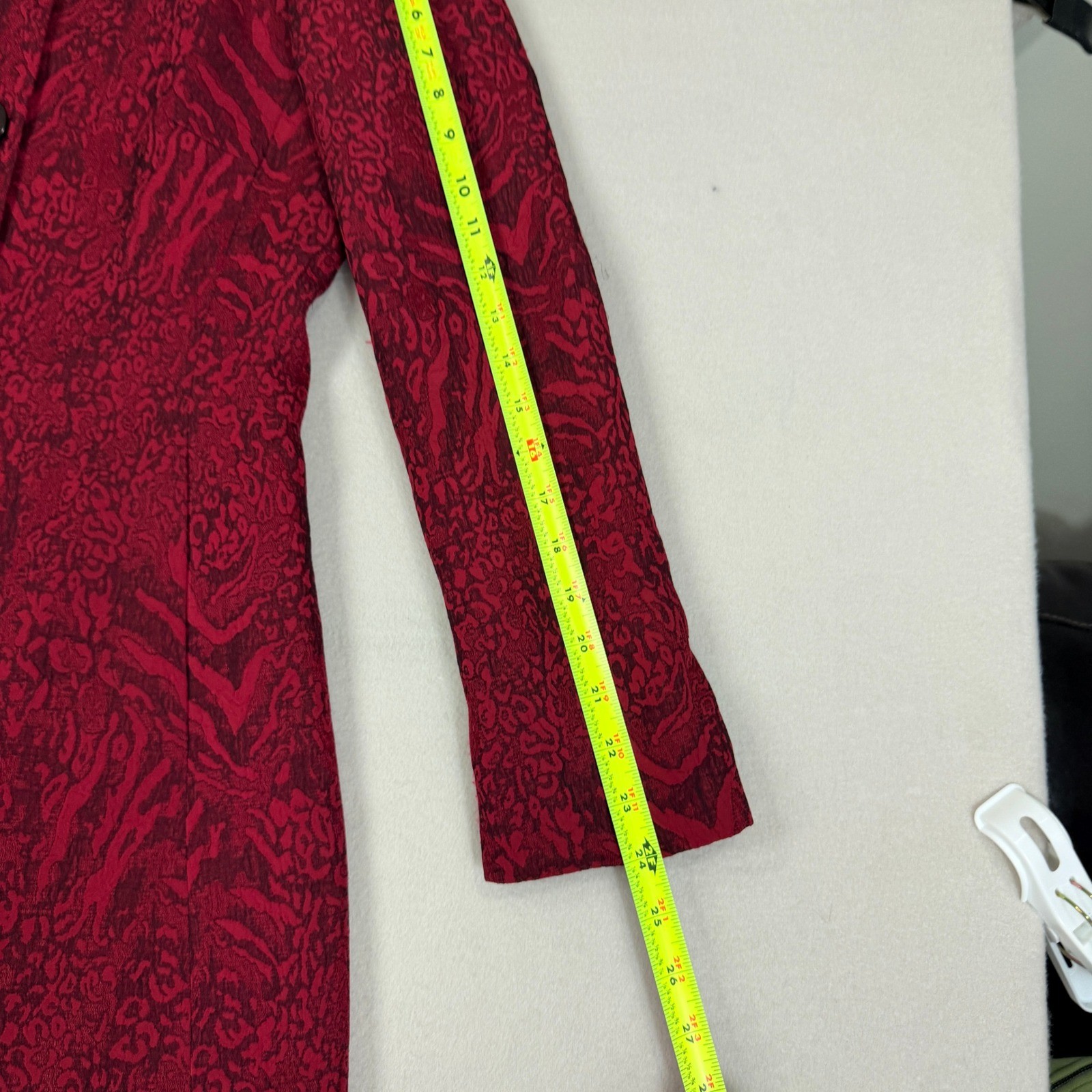 John Meyer of Norwich Vintage Red Animal Print Jacquard Car Coat Blazer Size 10