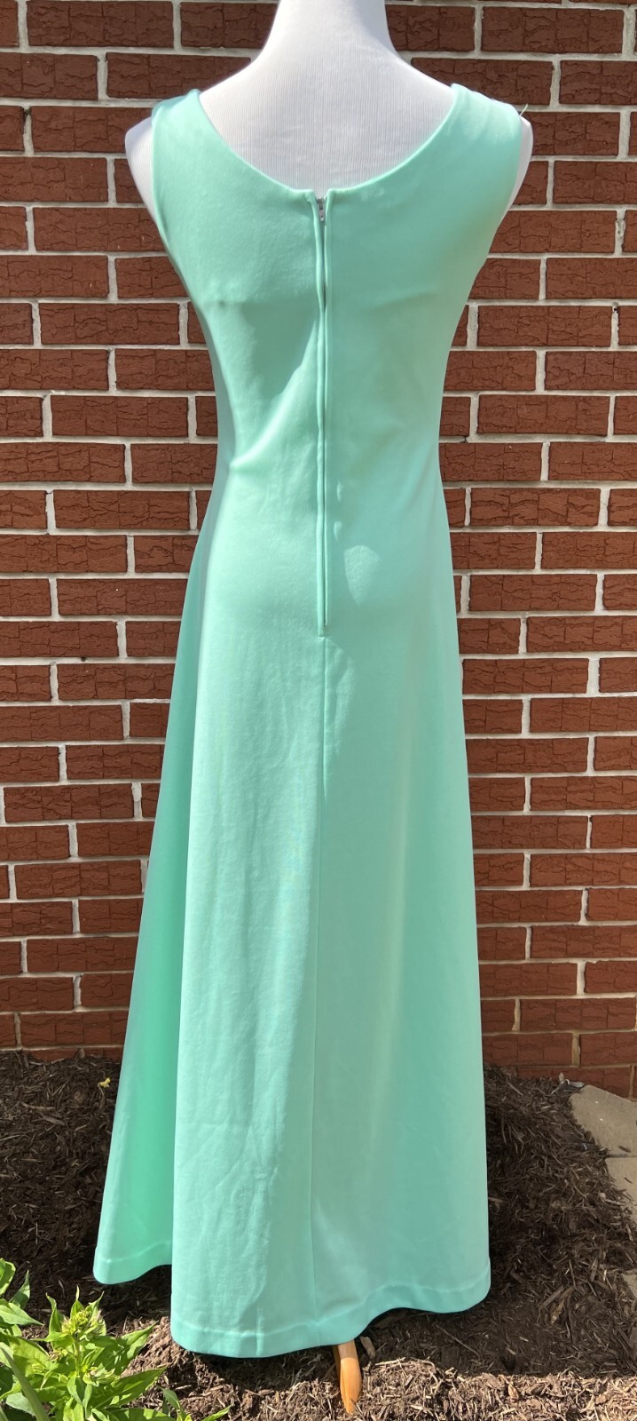 Vtg 70s Maxi Hostess Knit Dress with Corded Filigree Size M