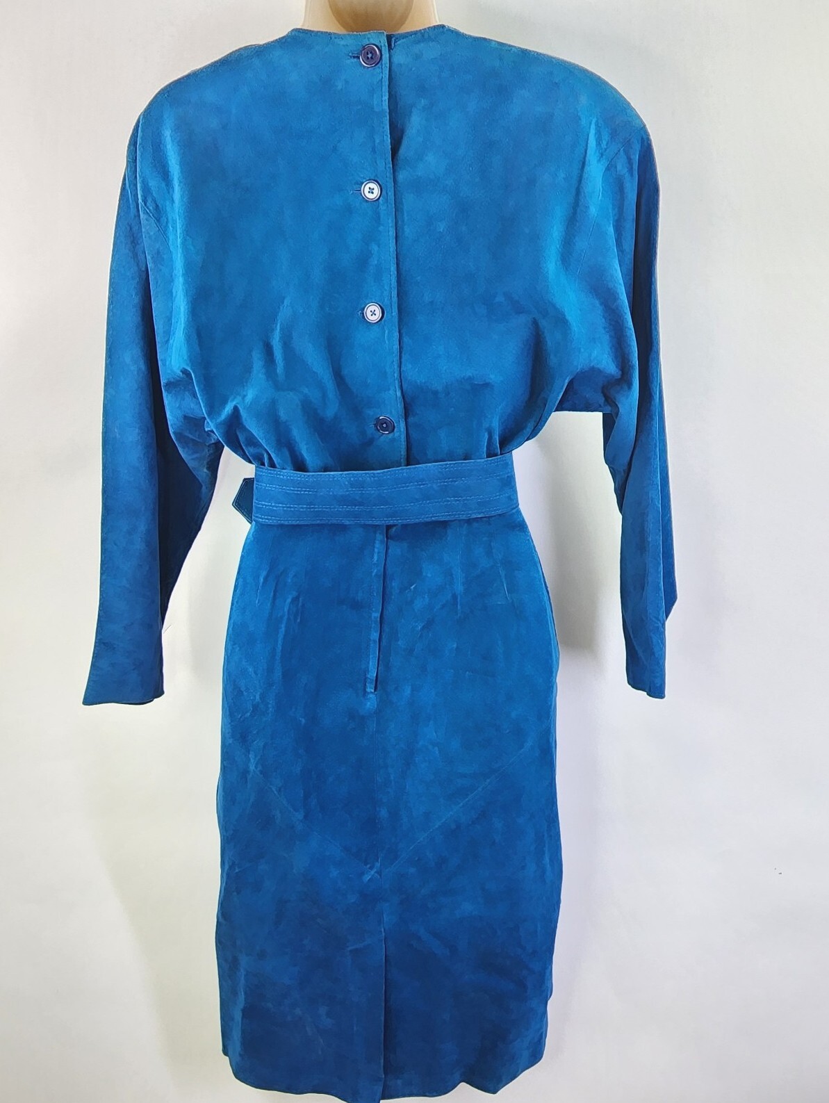 Vintage Pia Rucci Dress Womens 8 Turquoise Suede Leather Deadstock w/tags