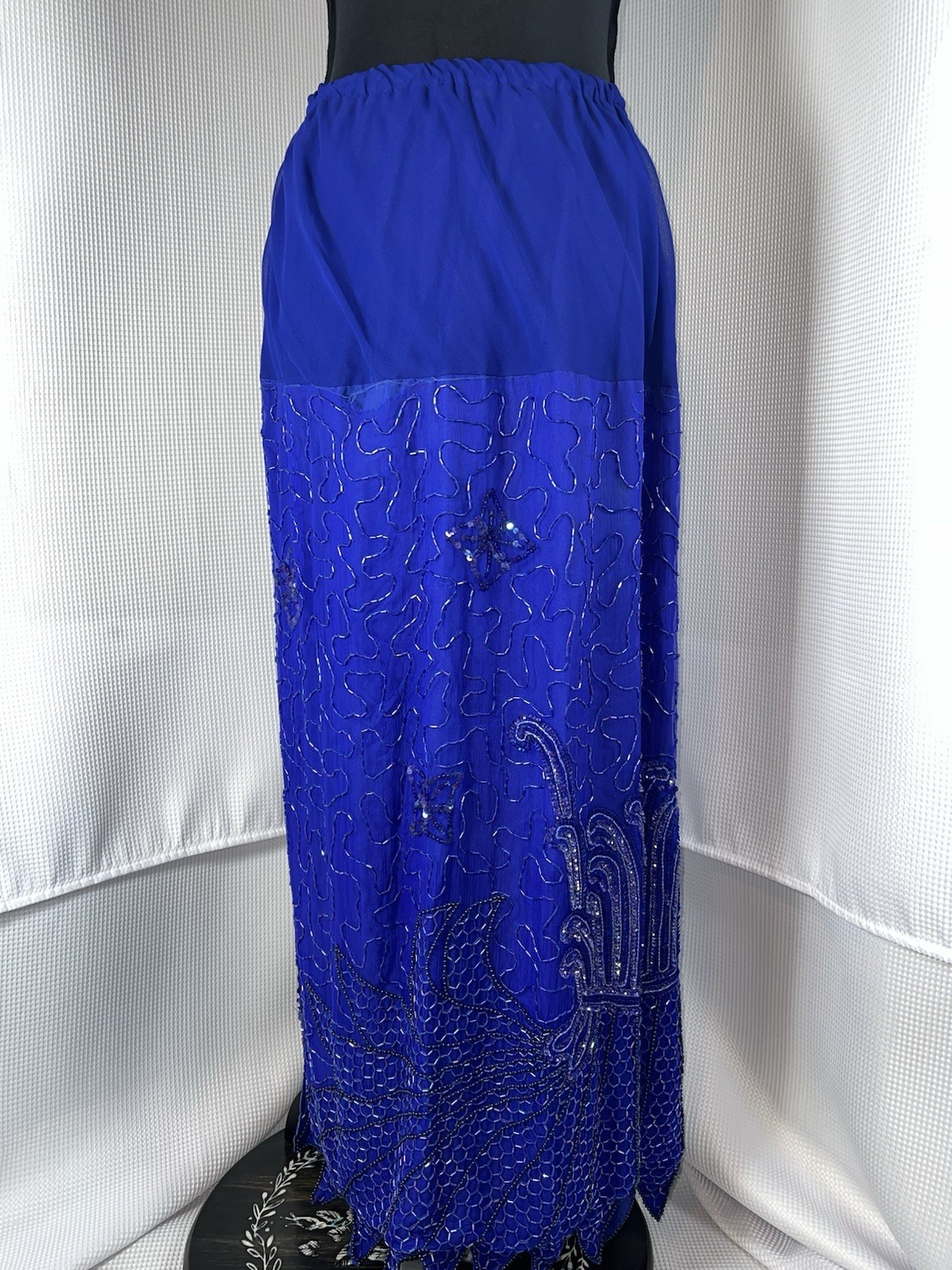Vintage Tan-Chho Beaded Silk Dress 2 Piece Altered Size Medium Sequin x103