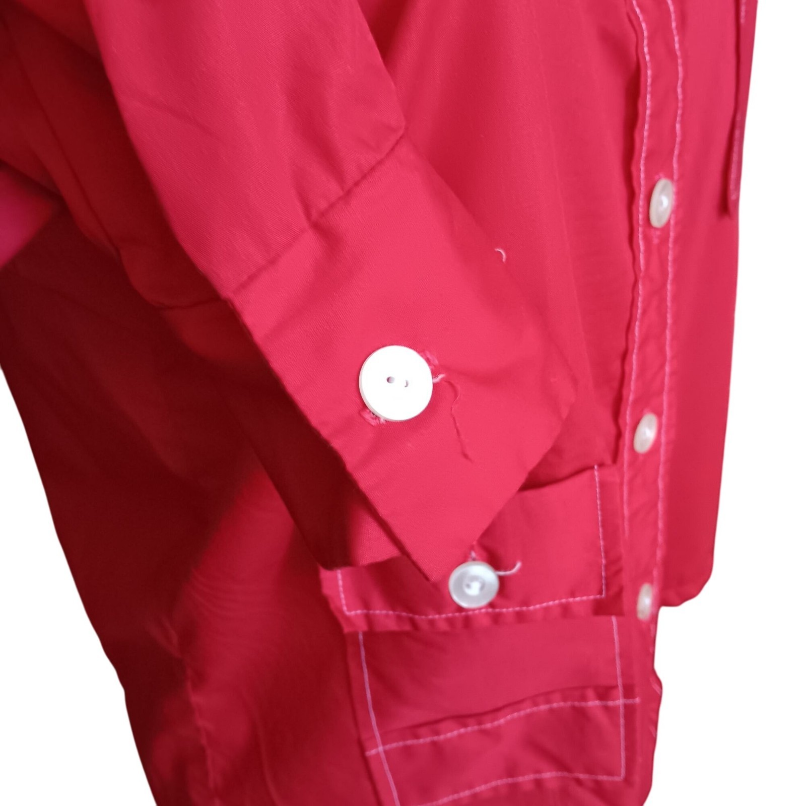 Lady Manhattan True Vintage Mod Blouse 16 Large 60’s Shirt Chore Pocket Red