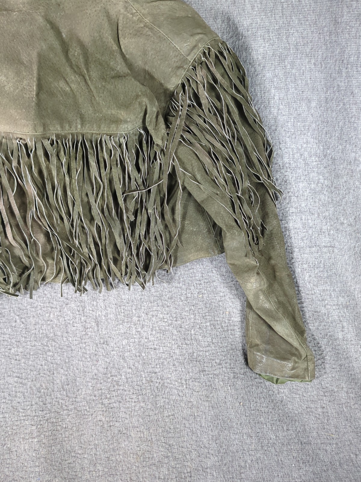 Vtg 70s 80s Santa Fe Suede Leather Cropped FRINGE Jacket Western Sz M