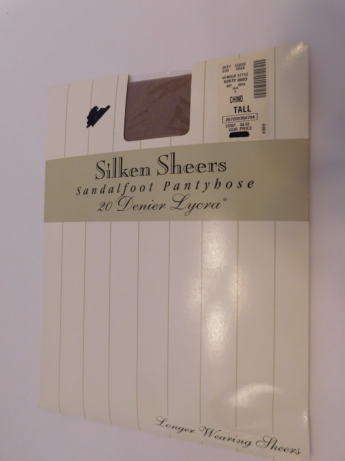 Vintage Silken Sheers Sandalfoot Pantyhose Chino Tall