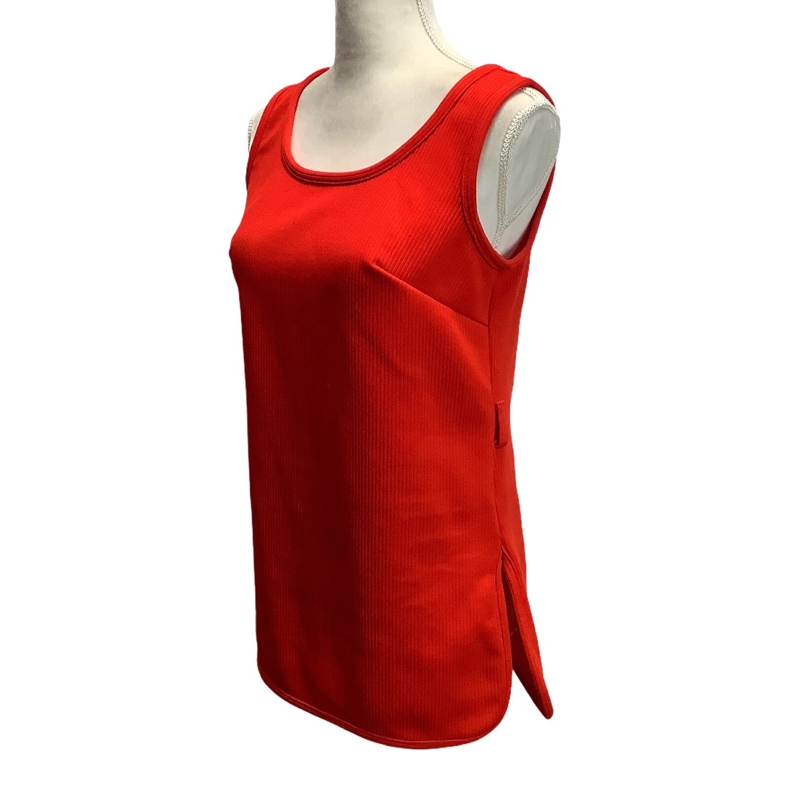 ILGWU Sleeveless Top Red NO Belt Womans Shirt Workwear Uniform Vintage