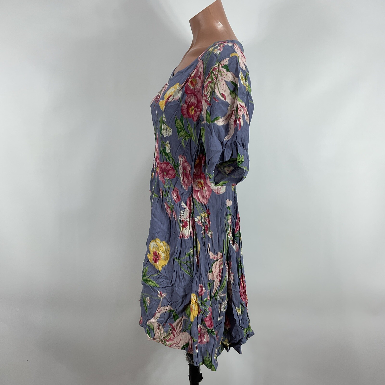 Romantic Skater Dress 90s Full Skirt Floral Starina Rayon Cottagecore Prairie