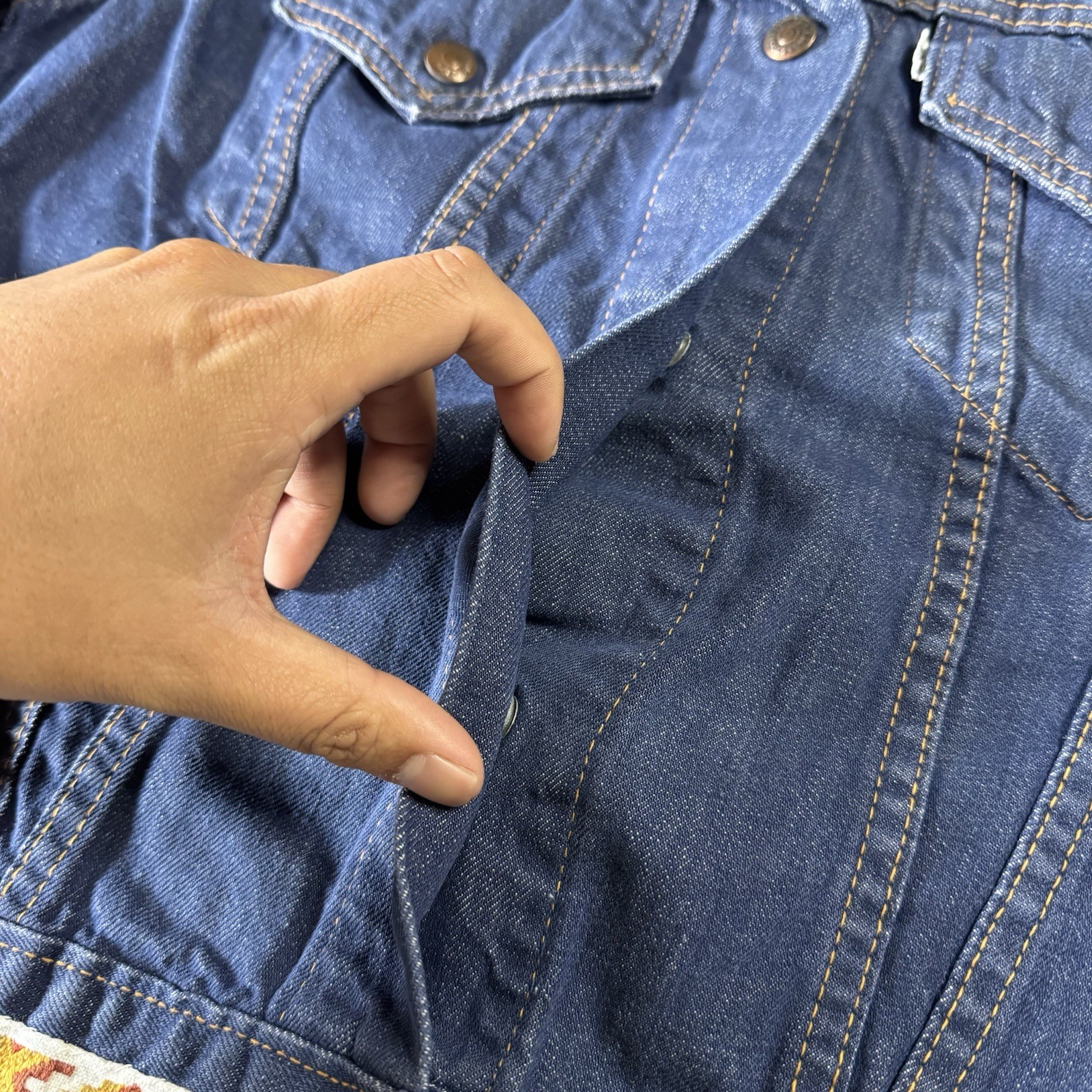 VTG 70s Levi’s for Gals Denim Jacket White Tab Two Pocket Size L Western Trim
