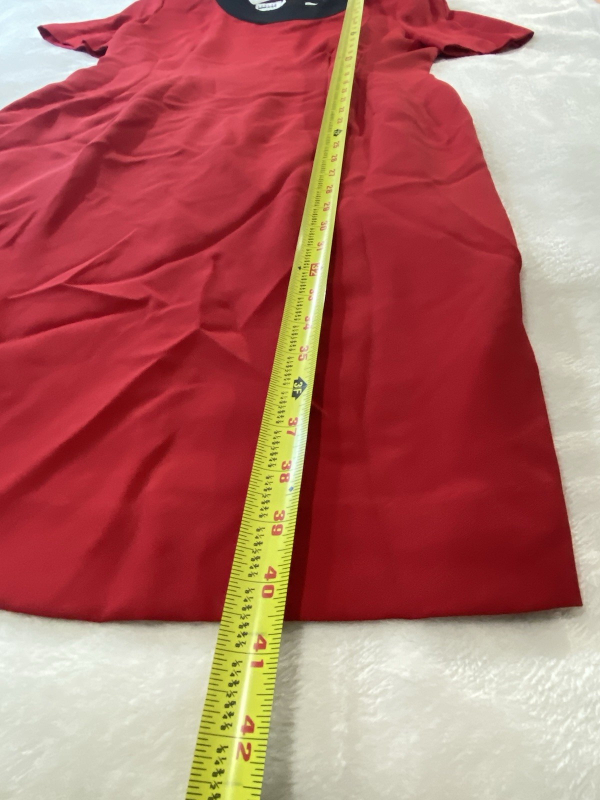 True VTG 80s 90s Leslie Fay Women’s 12 Pencil Red Midi Dress Short Sleeve Career