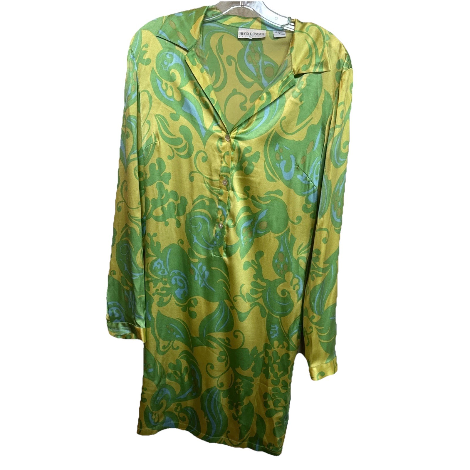 Vintage Unique Hugo Buscati Designer Silk Shirt Stretchy Go Go Mod Dress Sz 8