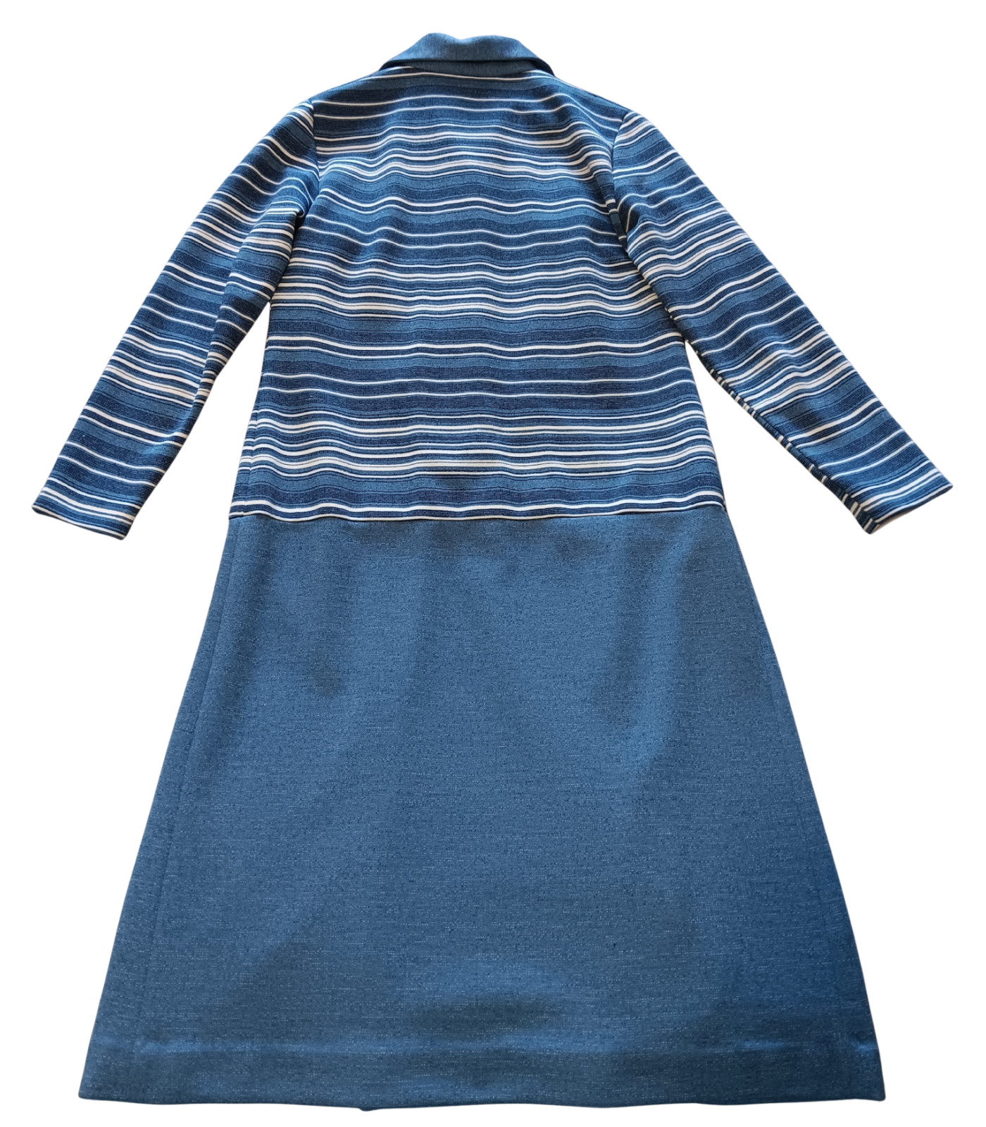 Vintage D’Alliard’s Striped Scooter Dress Box Pleat Mod Blue Grey Gray White 60s