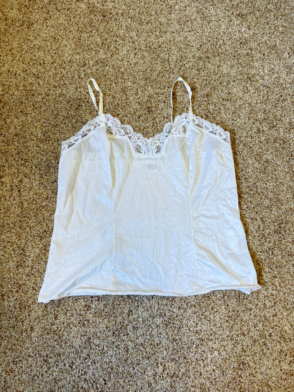 Vintage Body Chic White Fairy Coquette Lace Cami Tank Top Lingerie Size X Cute