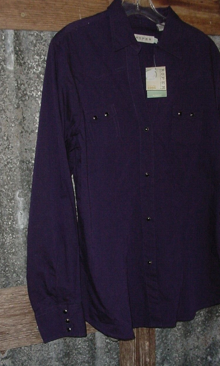 Roper Wear The West Purple Pearl Snap Western Rodeo XL Shirt Never Worn tag