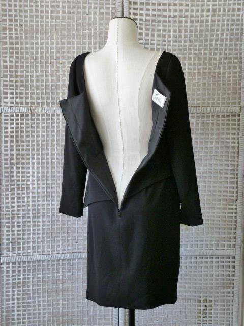 Vtg Designer WILLIAM TRAVILLA Black Mod Asymmetric 2-Layer Cocktail Dress~6=S