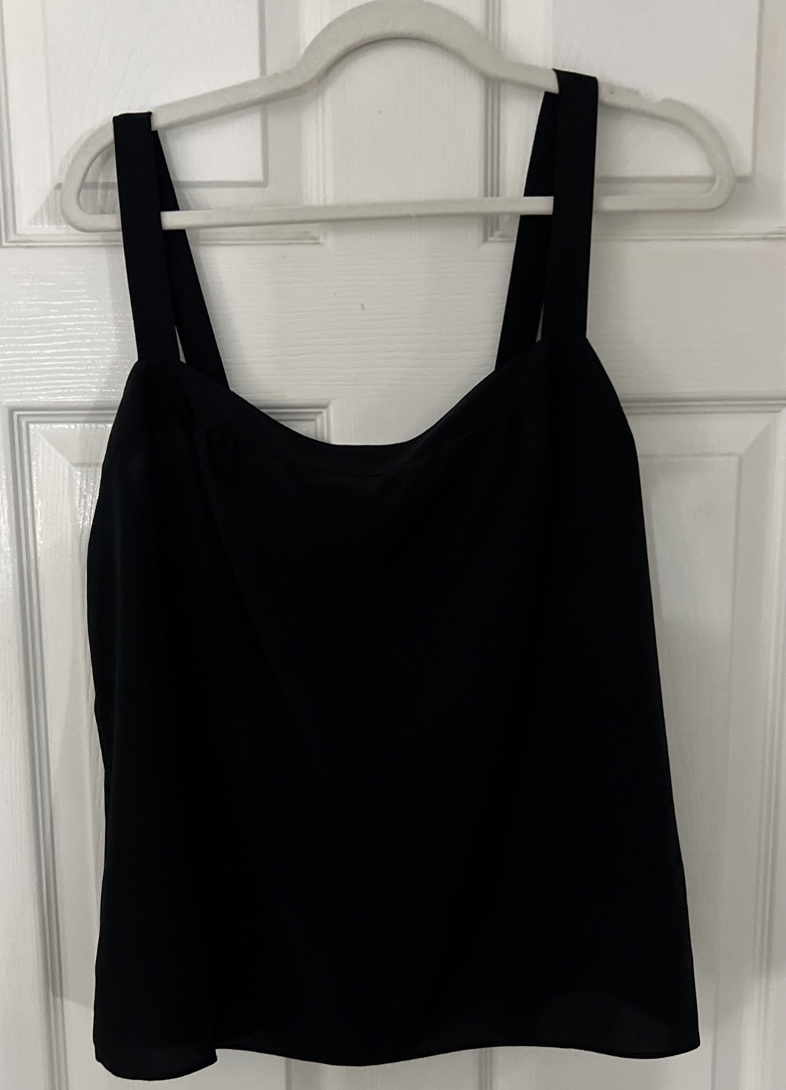 Vintage Three Flaggs Black 100% Polyester Shell Blouse Career Dressing NWT