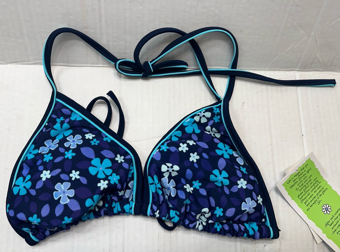 NWT Sears Bikini swimsuit blue floral SIZE 11/12 top and 13/14 bottoms/shorts