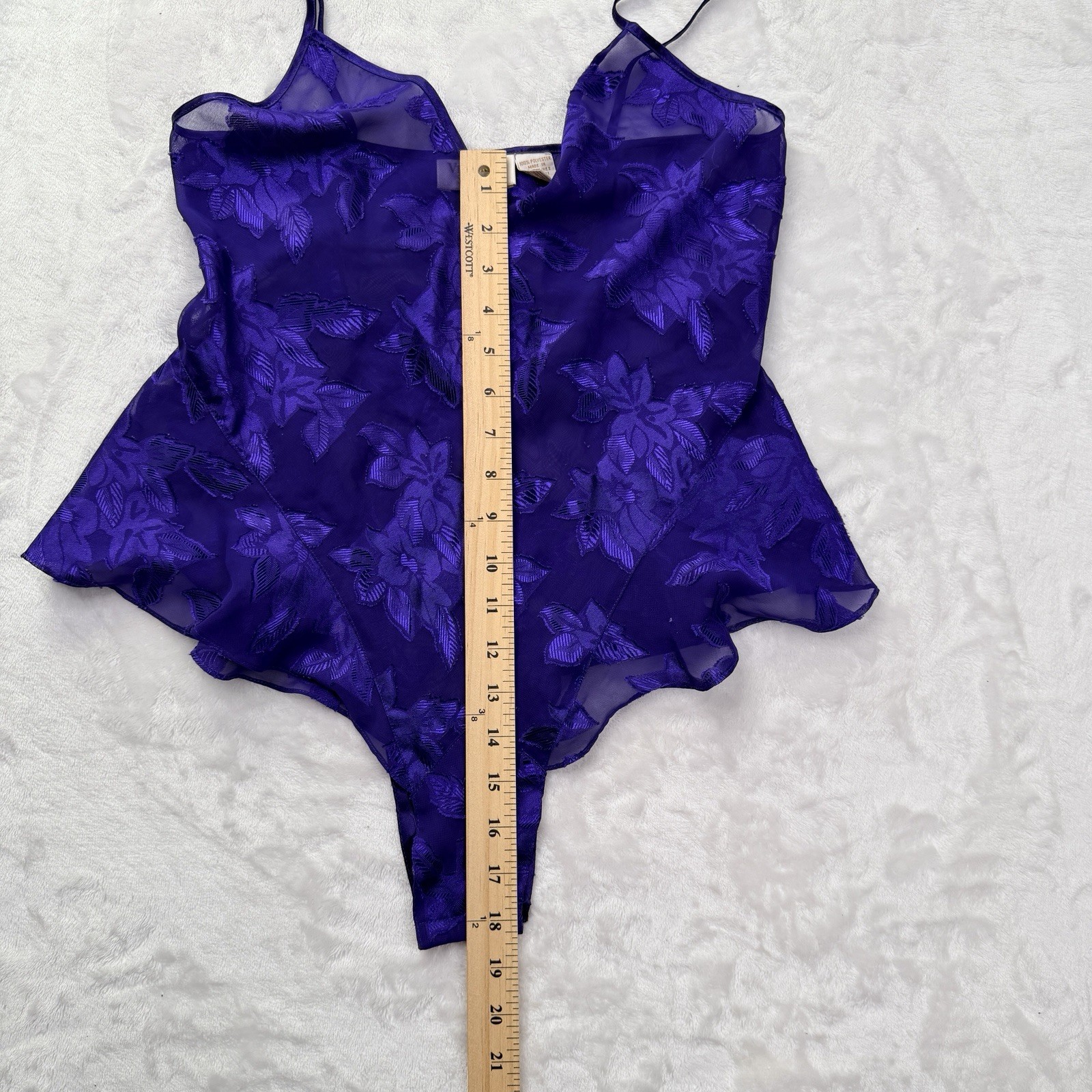 Vintage Gold Label Victoria’s Secret Sheer Embroidered cami bodysuit in Purple