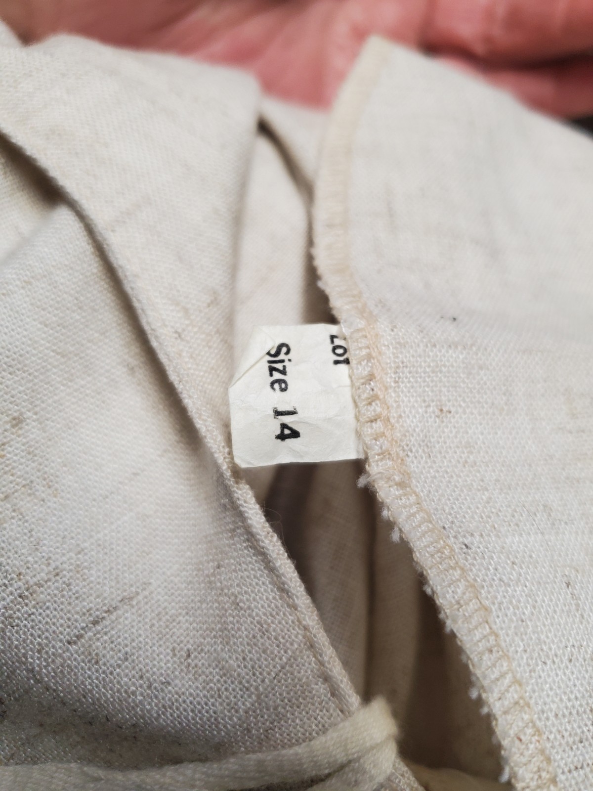 M VTG 80s Cream W/Belt Midi Sun Dress Linen OR Blend Sundress Elastic Waist